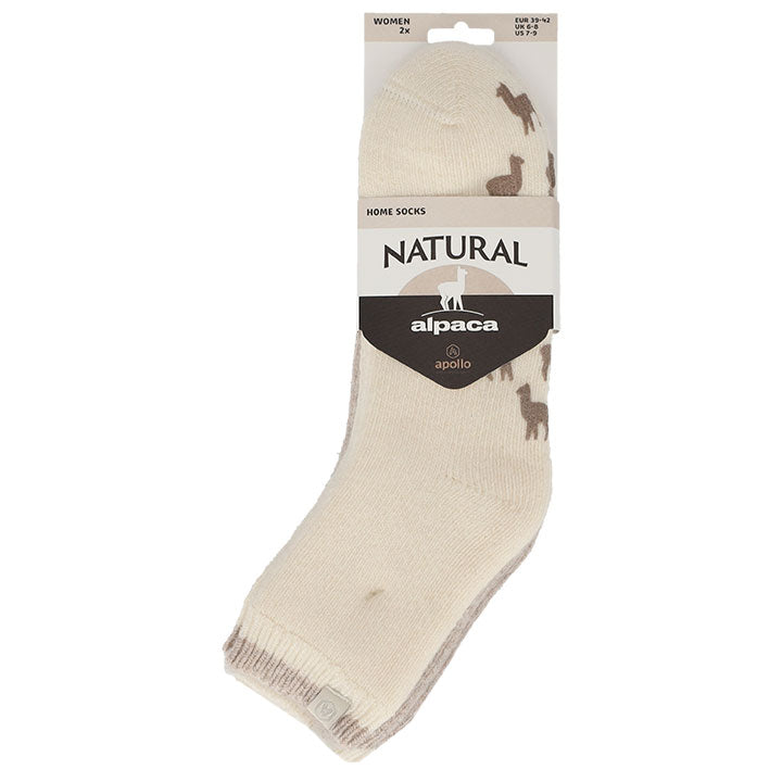 apollo ladies wool home socks alpaca 2-pack 39/42 multi beige