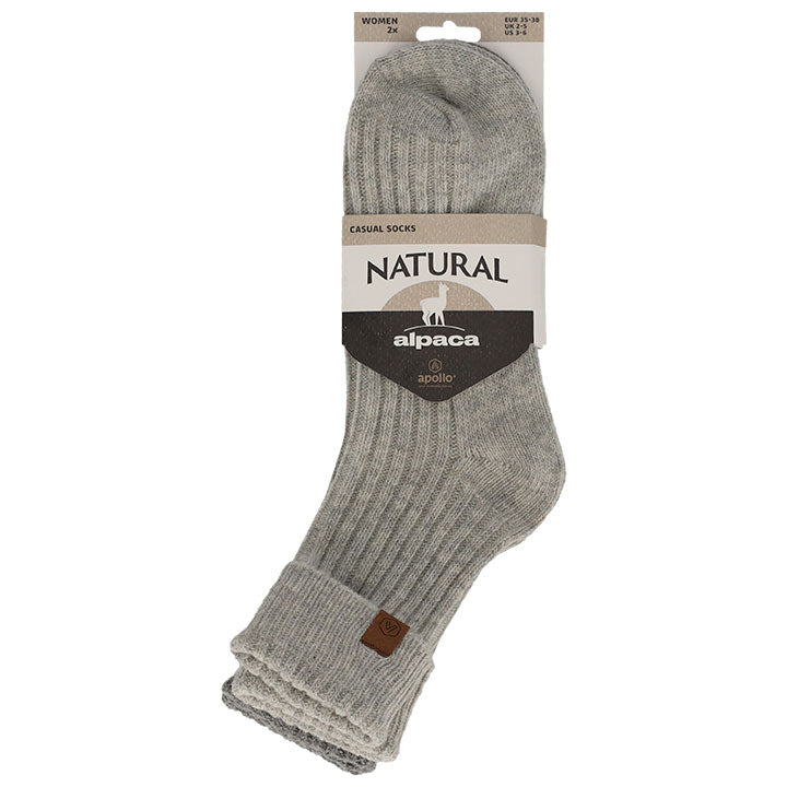apollo ladies alpaca wool casual socks 2-pack 35/38 multi grey