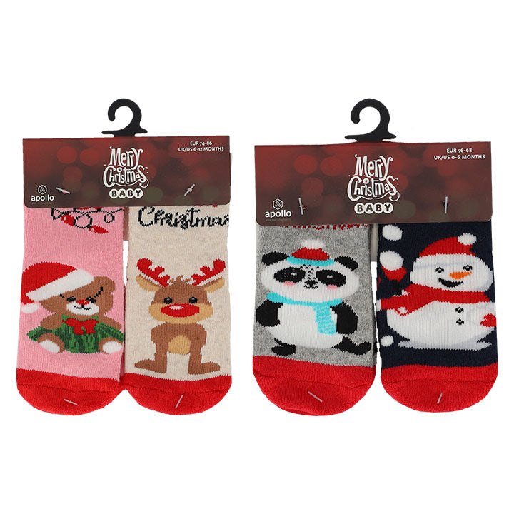 apollo babies slippersocks x-mas 2 pack 56/68 combi 1 ass 5
