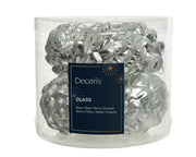 dennenappel glas shiny,matt glitter mix zilver d.5cm x h.7cm