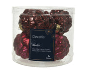 dennenappel glas shiny,matt glitter mix ossenbloed d.5cm x h.7cm