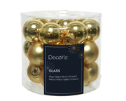 kerstballen glas shiny/mat mix licht goud d.2.5cm koker a 24 stuks