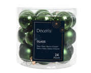 kerstballen glas shiny/mat mix dennengroen d.2.5cm koker a 24 stuks