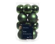 kerstballen glas shiny/mat mix dennengroen d.3.5cm koker a 16 stuks