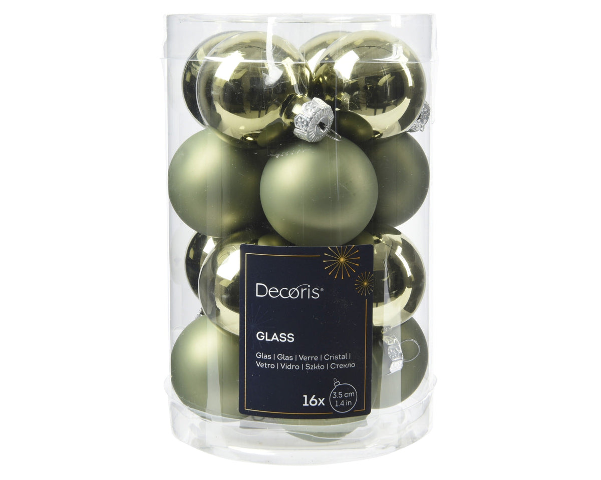 kerstballen glas shiny/mat mix  rosemarijn d.3.5cm koker a 16 stuks