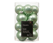 kerstballen glas shiny/mat mix mintgroen d.3.5cm koker a 16 stuks