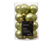 kerstbal glas mix warm pistache d.3.5cm koker a 16 stuks