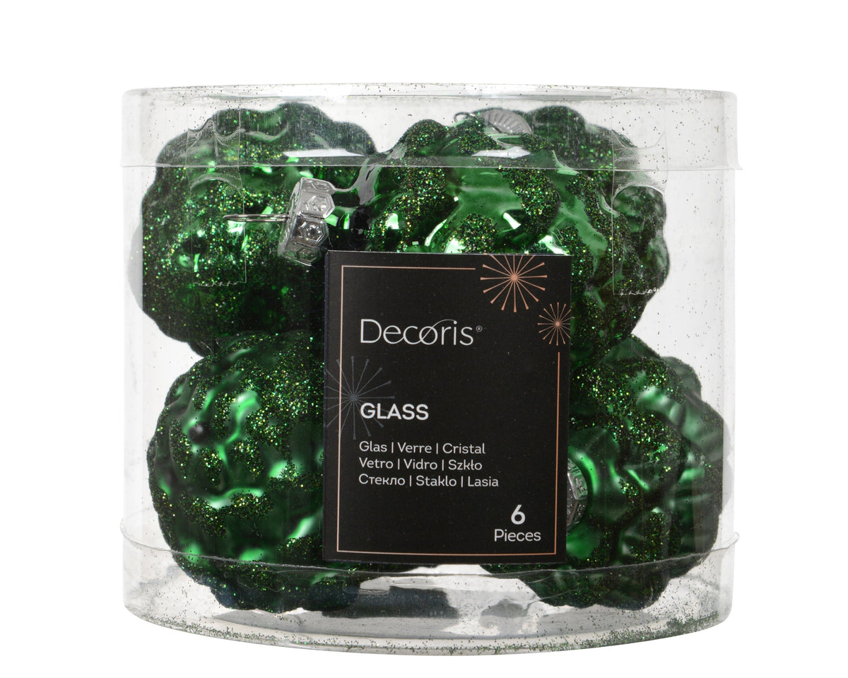 dennenappel glas shiny - matt mix jolly groen d.5cm x h.7cm