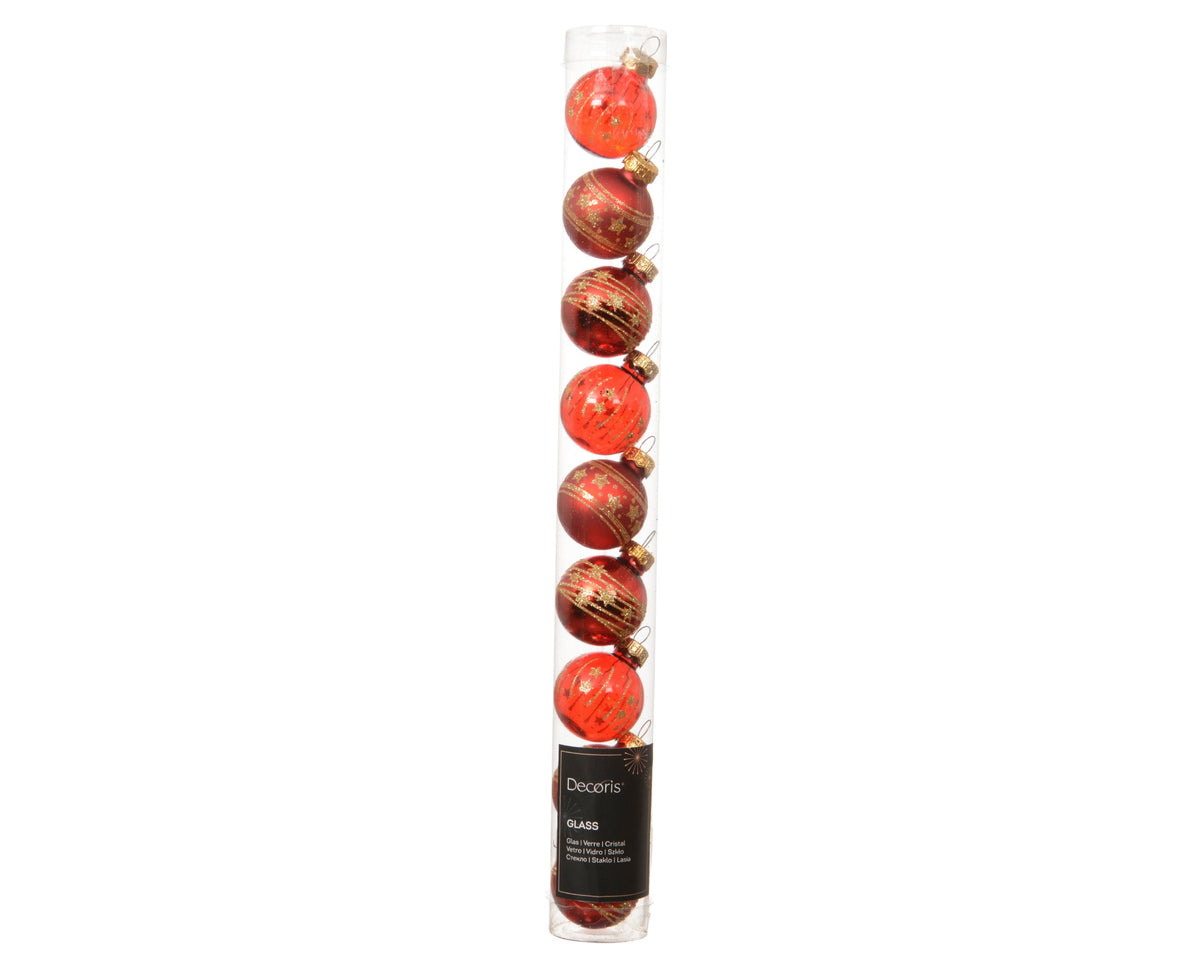 kerstballen glas transparent shiny - matt - shiny 3ass kerstrood d.3cm