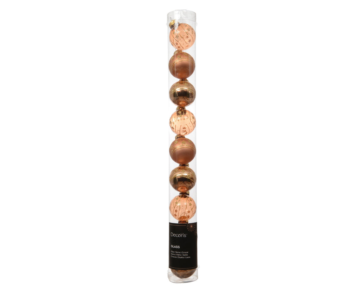 kerstballen glas transparent shiny - matt - shiny 3ass brandy d.3cm