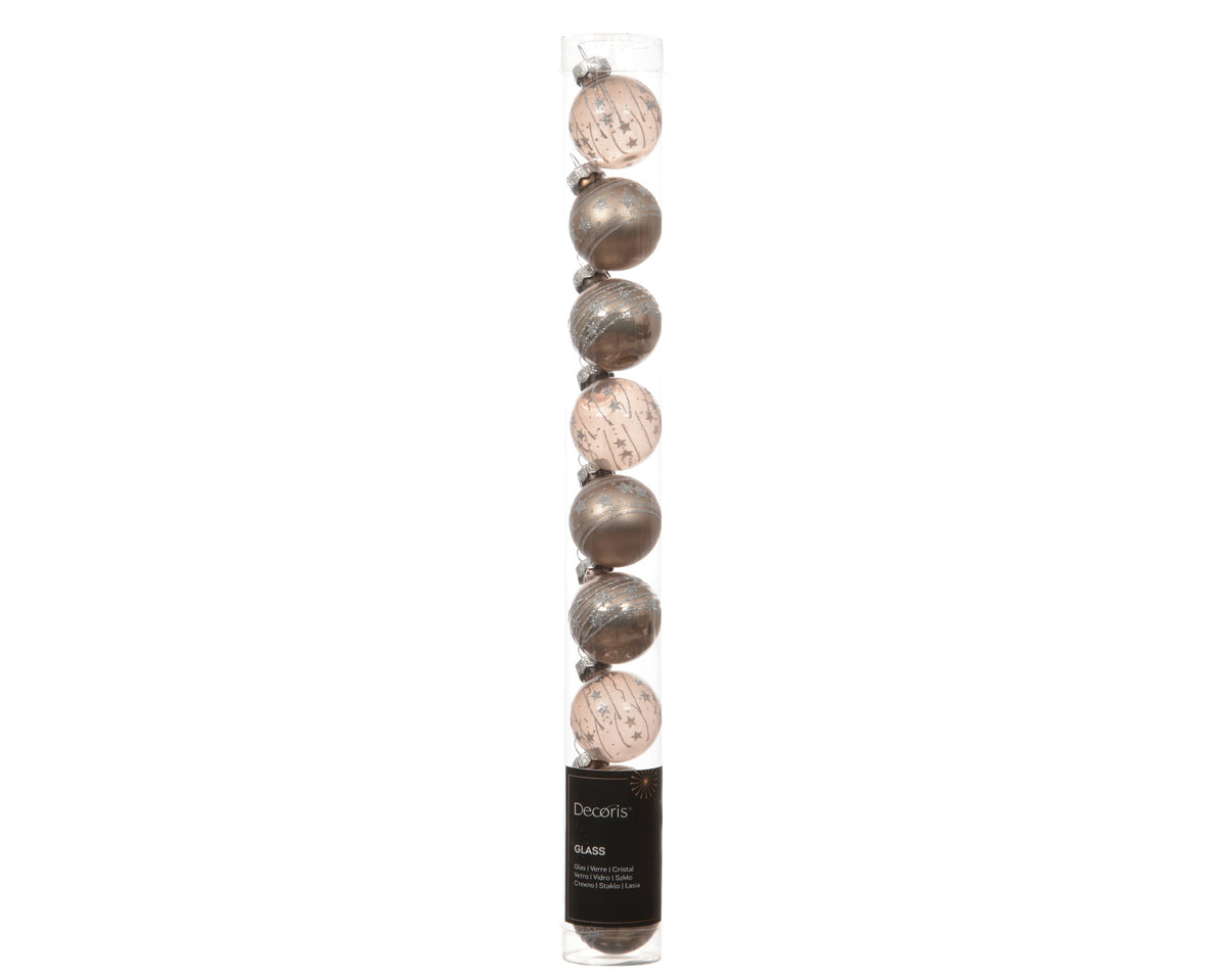 kerstballen glas transparent enamel - matt - enamel 3ass smokey parel d.3cm