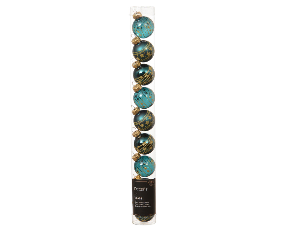 kerstballen glas transparent shiny - matt - shiny 3ass emerald d.3cm