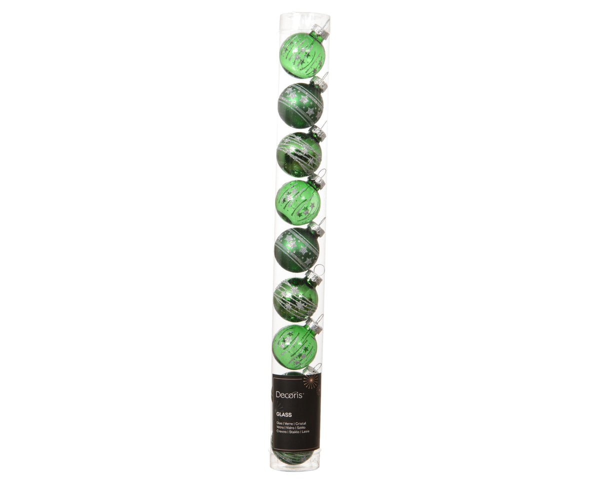kerstballen glas transparent shiny - matt - shiny 3ass jolly groen d.3cm