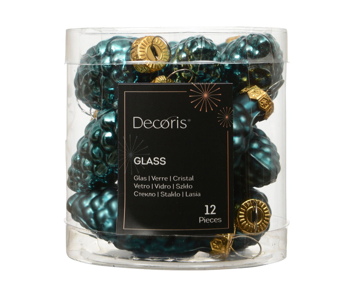 dennenappel glas shiny - matt mix emerald d.2.5cm x h.6cm