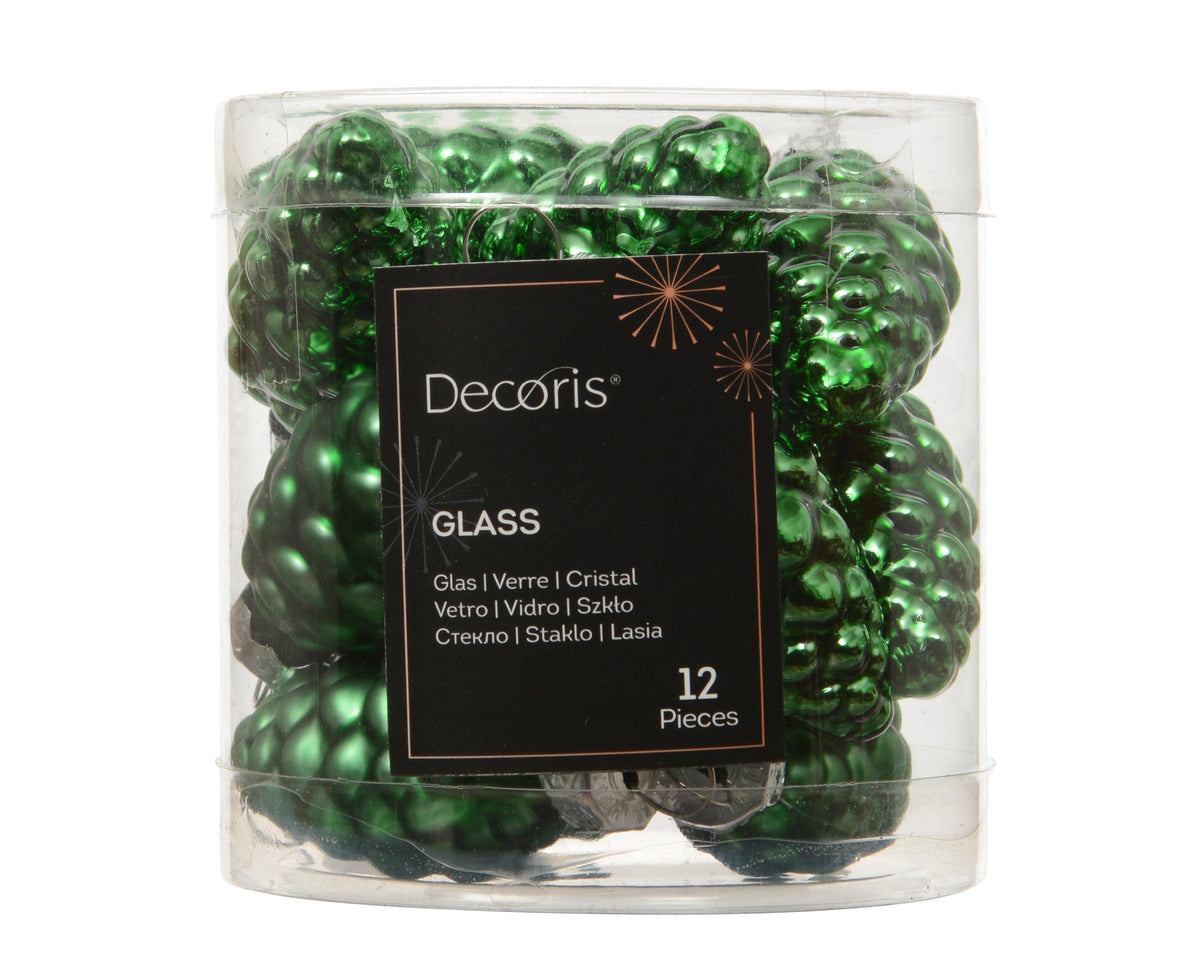 dennenappel glas shiny - matt mix jolly groen d.2.5cm x h.6cm