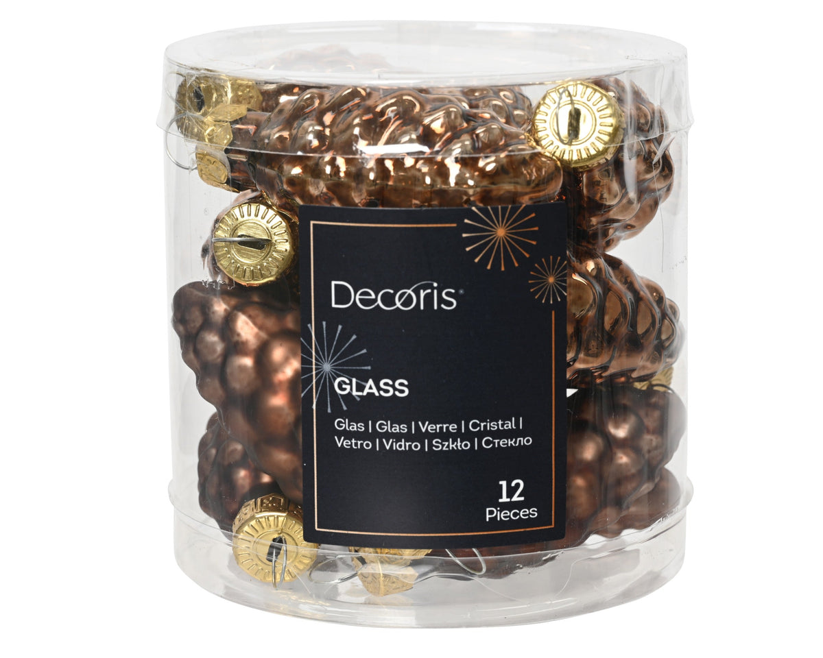 dennenappel glas shiny-matt mix espresso d.2.5cm x h.6cm