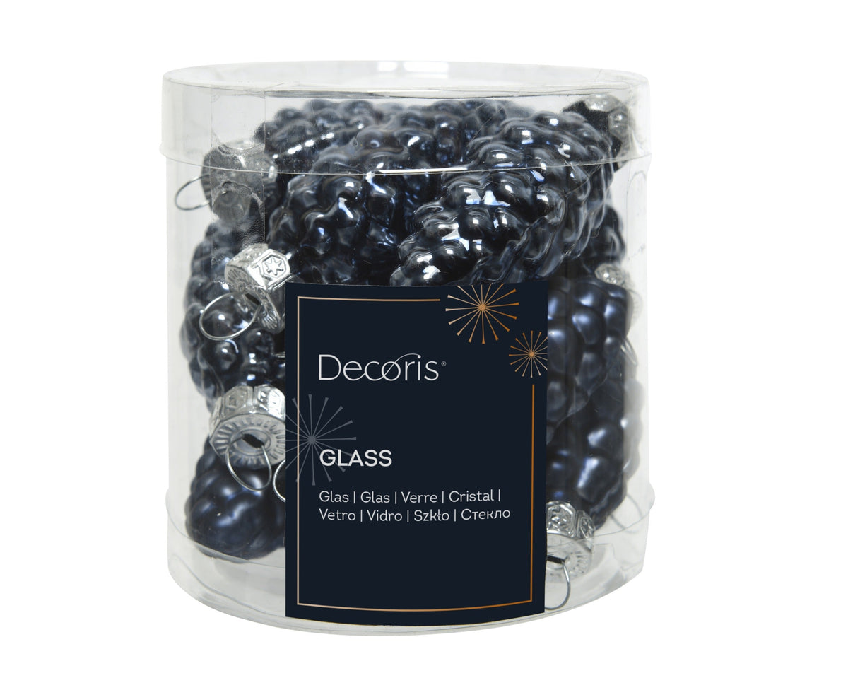 dennenappel glas shiny,matt mix nachtblauw d.2.5cm x h.6cm