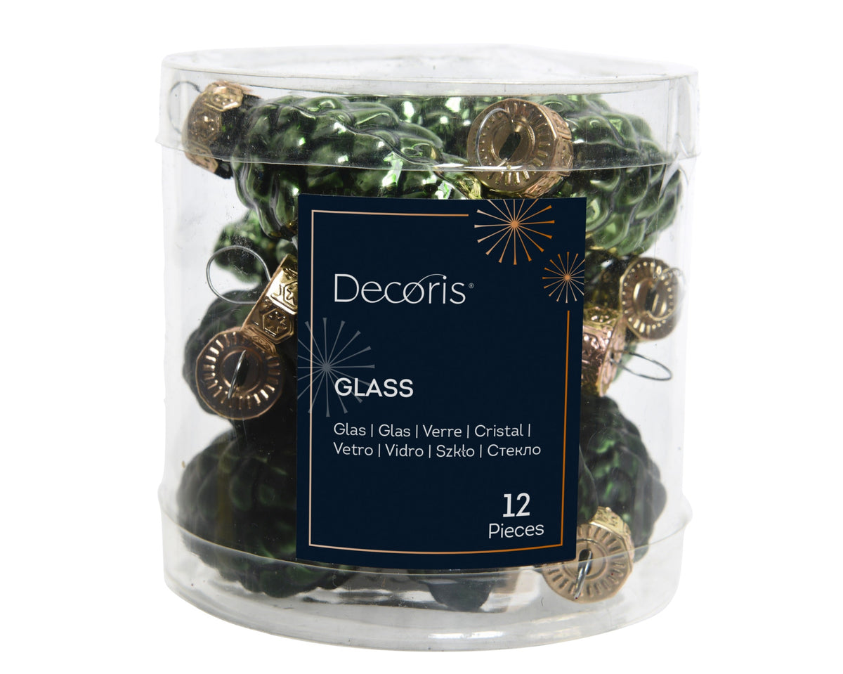 dennenappel glas shiny,matt mix dennengroen d.2.5cm x h.6cm