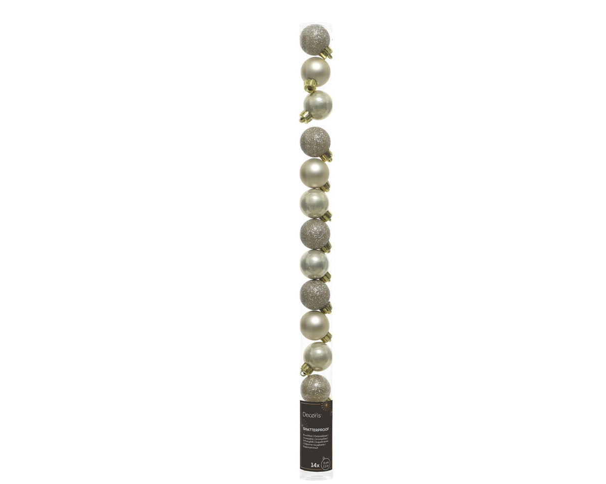 kerstballen polystyreen mix parel d.3cm koker a 14 stuks