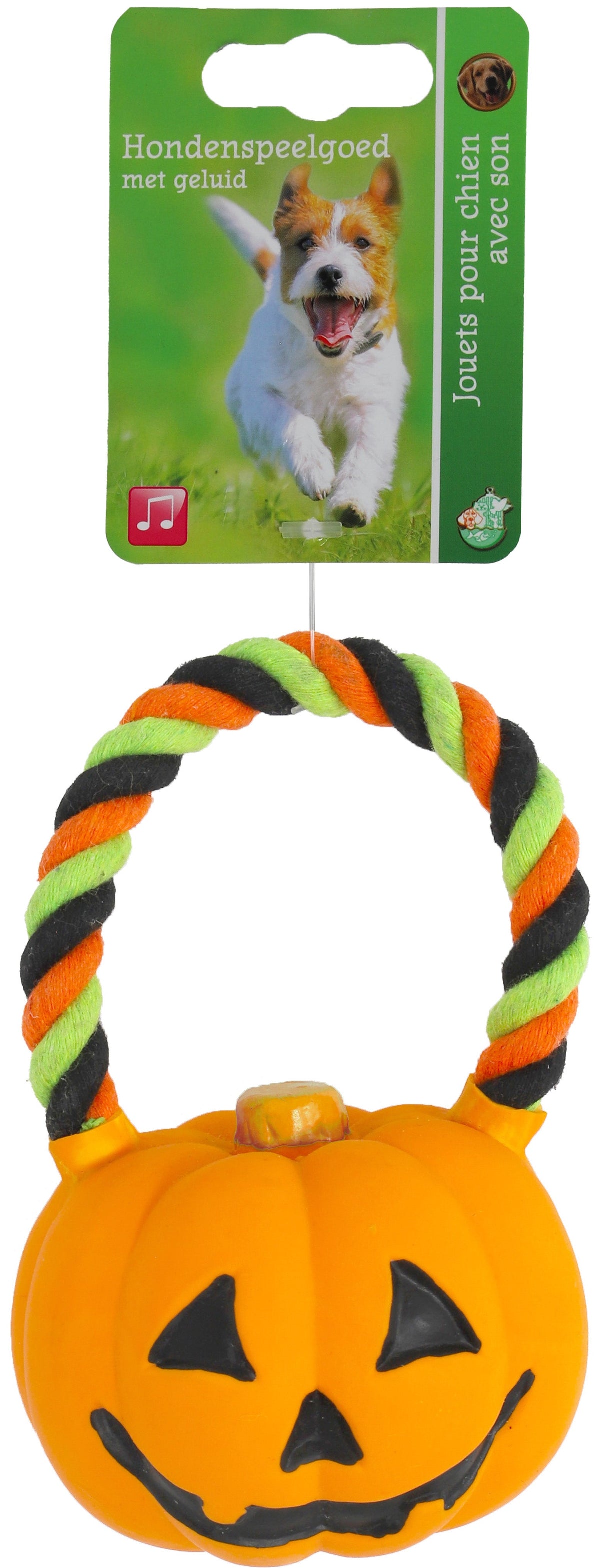 pompoen latex+floss touw 13cm oranje/zw.