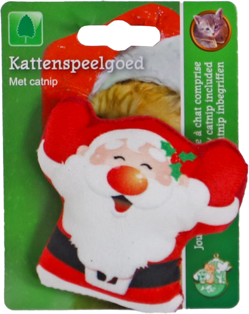 kerstman + catnip rood/wit 9cm