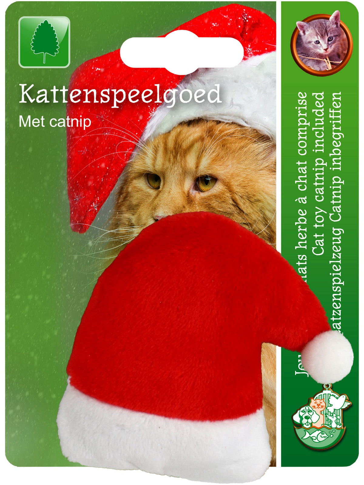 kerstmuts + catnip rood/wit 7cm