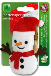 sneeuwpop+ kerstmuts+catnip wit 11cm