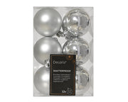 kerstballen polystyreen mix zilver d.6cm koker a 12 stuks