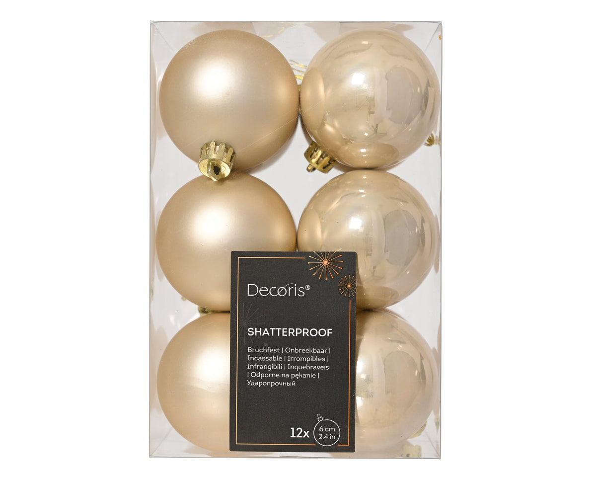 kerstballen polystyreen mix parel d.6cm koker a 12 stuks
