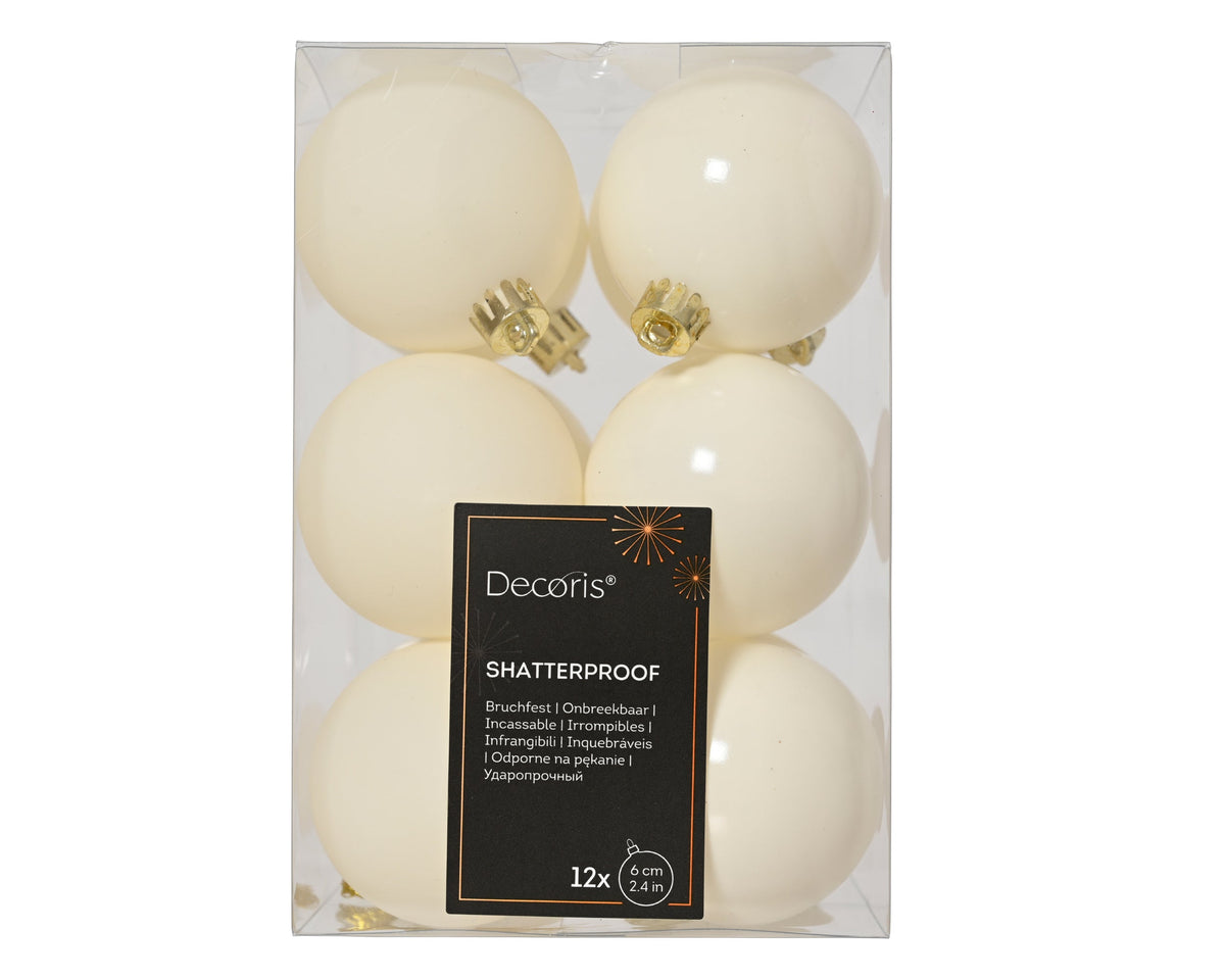 kerstballen polystyreen mix wolwit d.6cm koker a 12 stuks