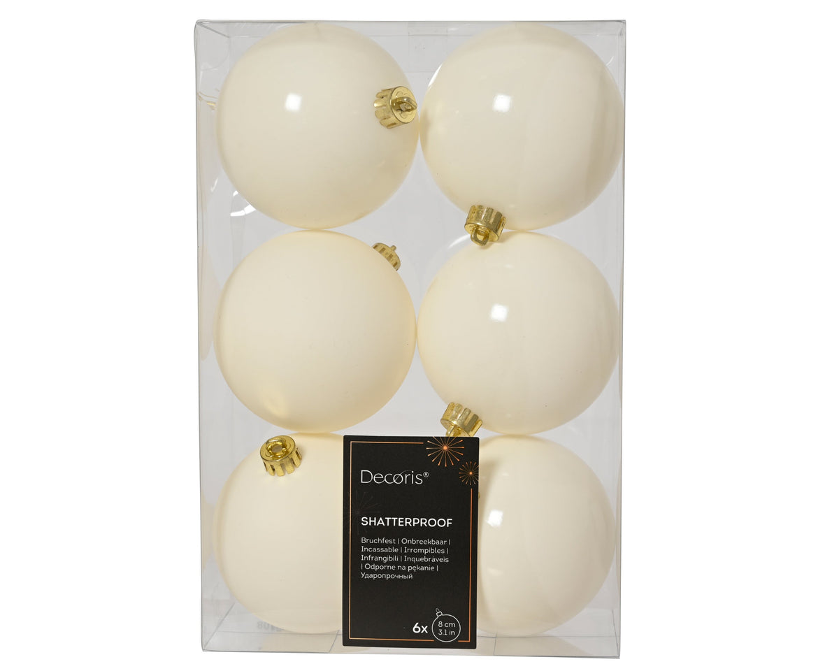 kerstballen polystyreen mix wolwit d.8cm koker a 6 stuks