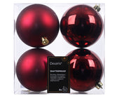 kerstballen polystyreen mix ossenbloed d.10cm koker a 4 stuks