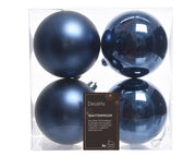 kerstballen polystyreen mix nachtblauw d.10cm koker a 4 stuks