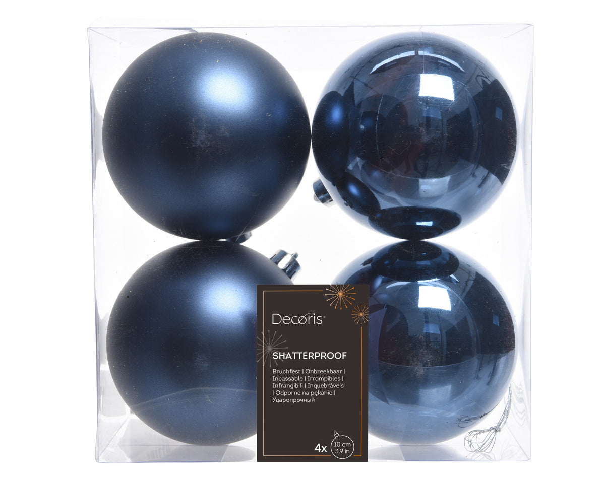 kerstballen polystyreen mix nachtblauw d.10cm koker a 4 stuks