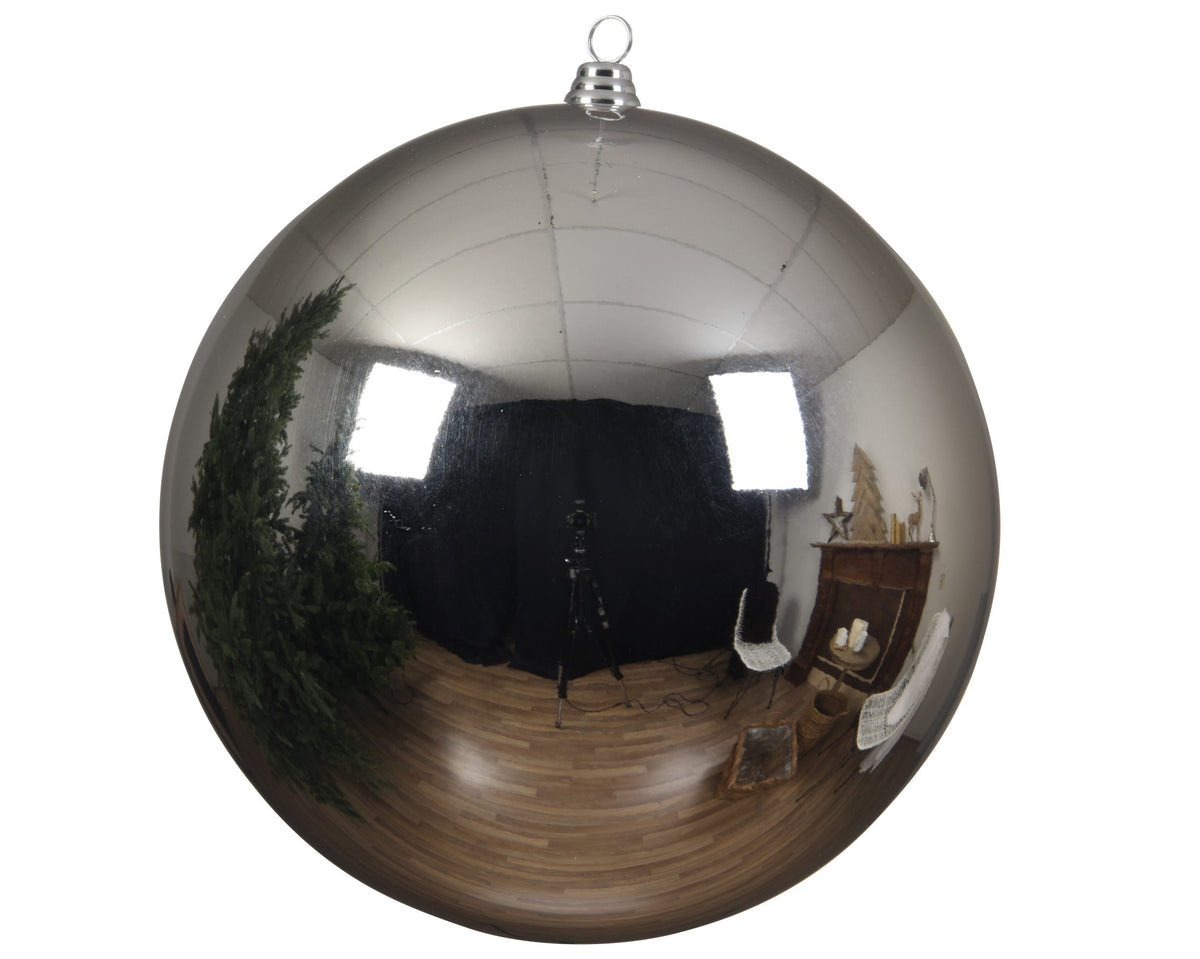 kerstballen polystyreen shiny zilver d.20cm
