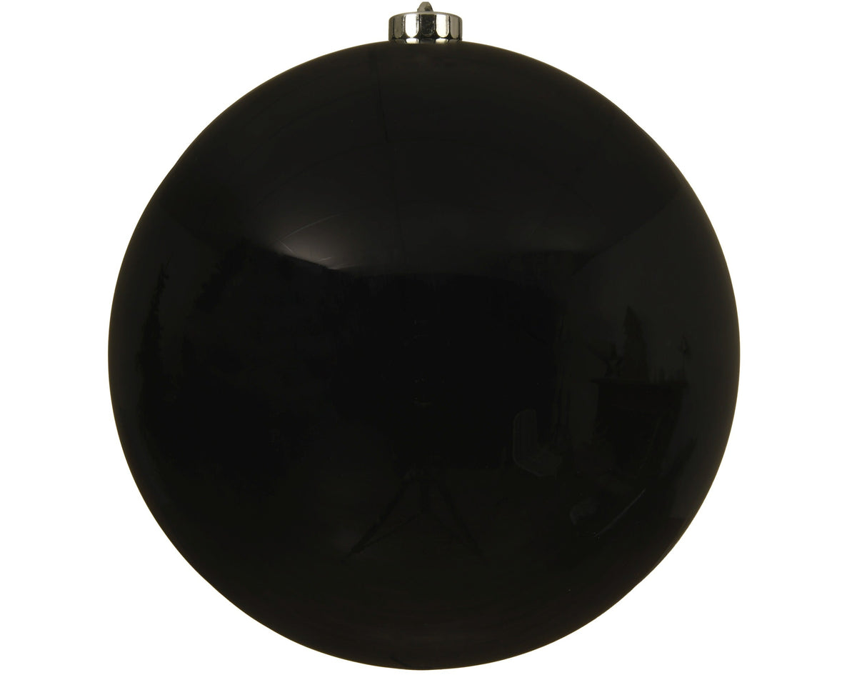 kerstballen polystyreen shiny zwart d.20cm