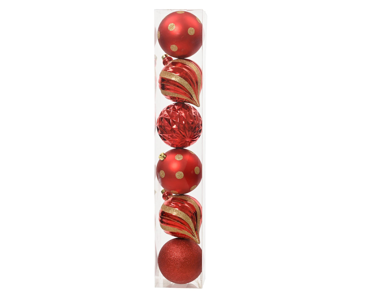 kerstballen shatterpoof d.15cm mixtube a 6 rood