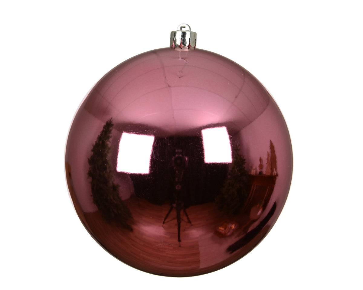 kerstballen polystyreen shiny bloesem roze d.14cm