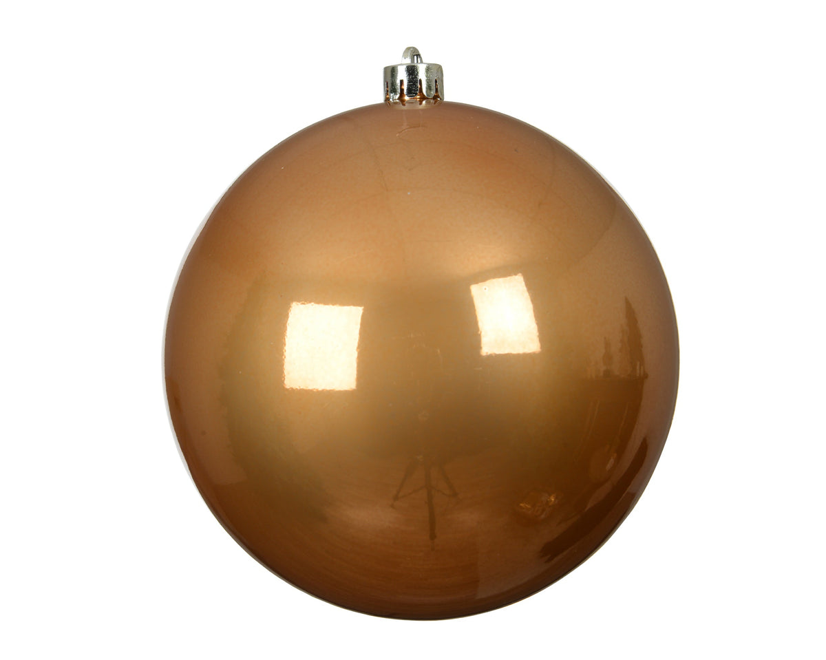kerstballen polystyreen enamel karamel bruin d.14cm