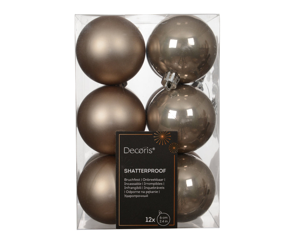 kerstballen polystyreen enamel - matt mix smokey parel d.6cm koker a 12 stuks
