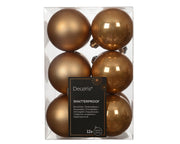 kerstballen polystyreen enamel - matt mix karamel bruin d.6cm koker a 12 stuks