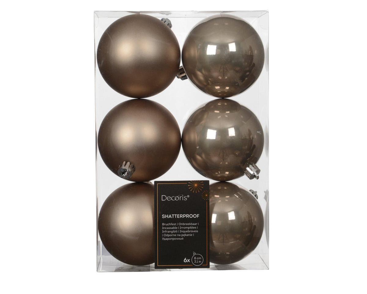 kerstballen polystyreen enamel - matt mix smokey parel d.8cm koker a 6 stuks