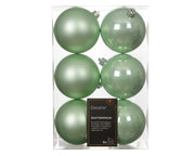kerstballen polystyreen enamel - matt mix mintgroen d.8cm koker a 6 stuks