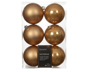 kerstballen polystyreen enamel - matt mix karamel bruin d.8cm koker a 6 stuks