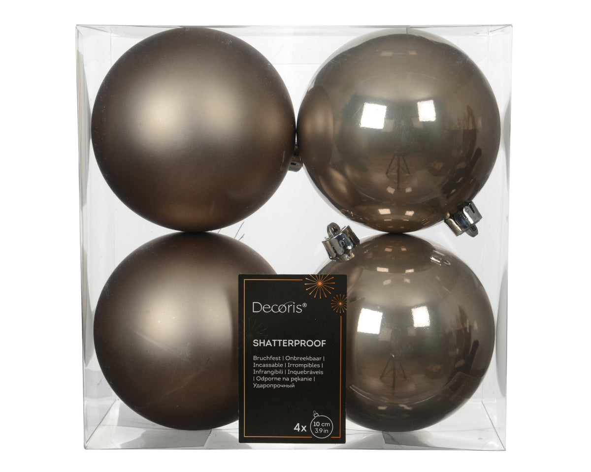 kerstballen polystyreen enamel - matt mix smokey parel d.10cm koker a 4 stuks