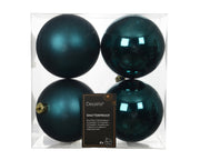 kerstballen polystyreen shiny - matt mix emerald d.10cm koker a 4 stuks
