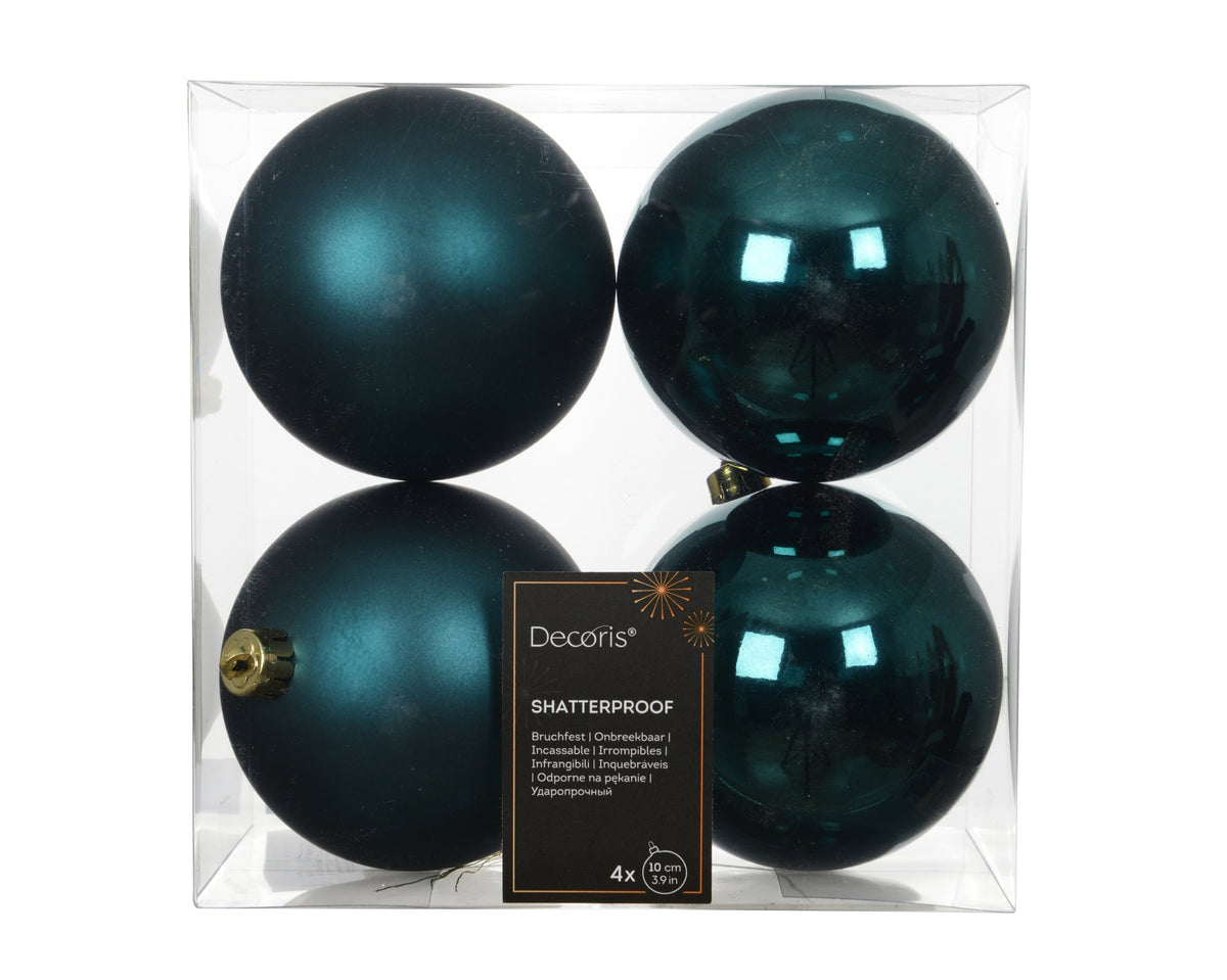 kerstballen polystyreen shiny - matt mix emerald d.10cm koker a 4 stuks