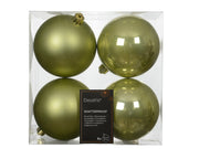 kerstballen polystyreen enamel - matt mix warm pistache d.10cm koker a 4 stuks