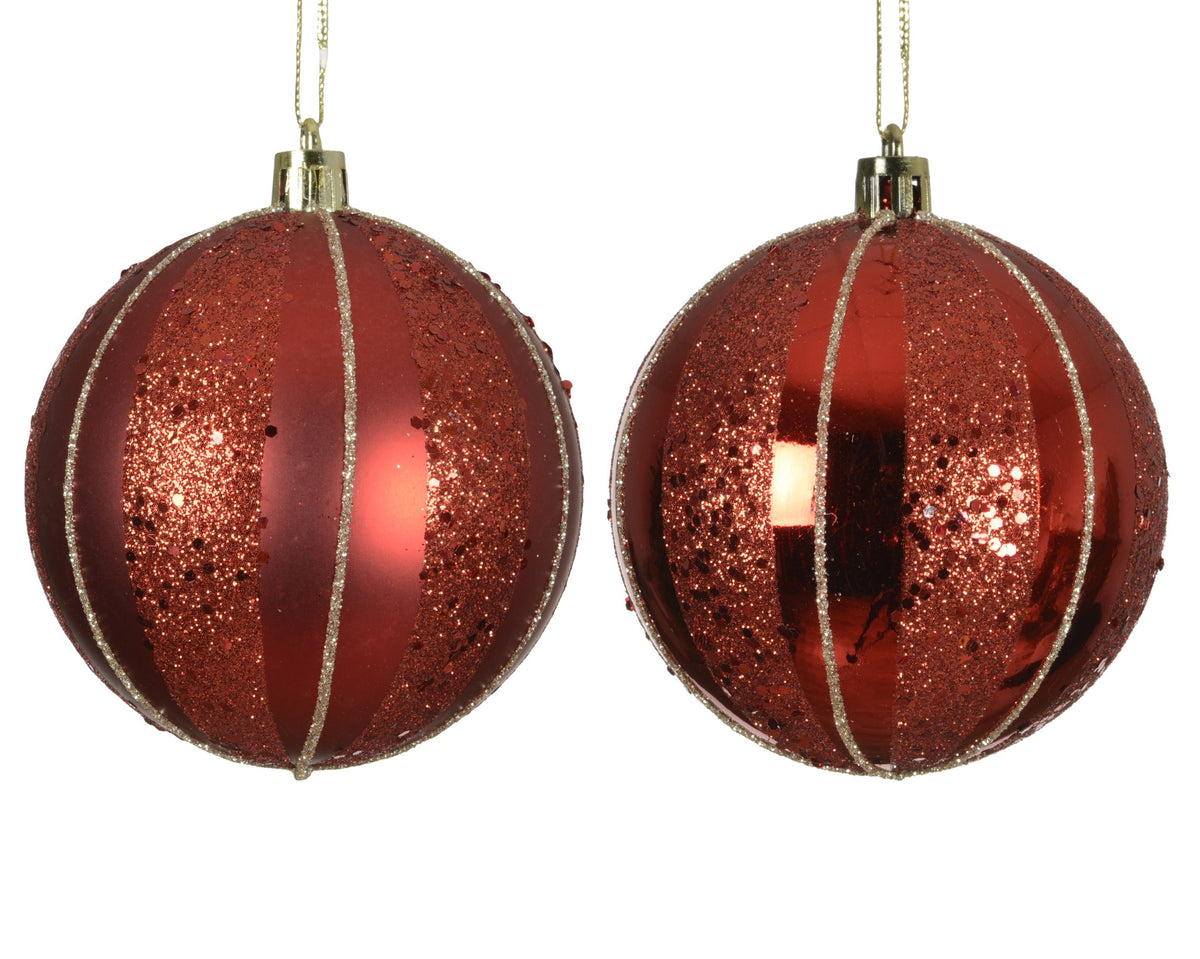 kerstbal plastic shiny - matt 2col ass kerstrood d.8cm