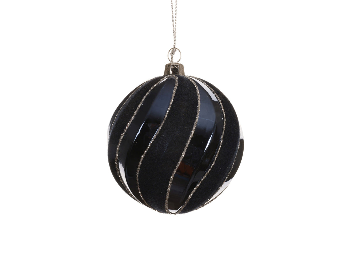 kerstbal polystyreen shiny nachtblauw d.8cm